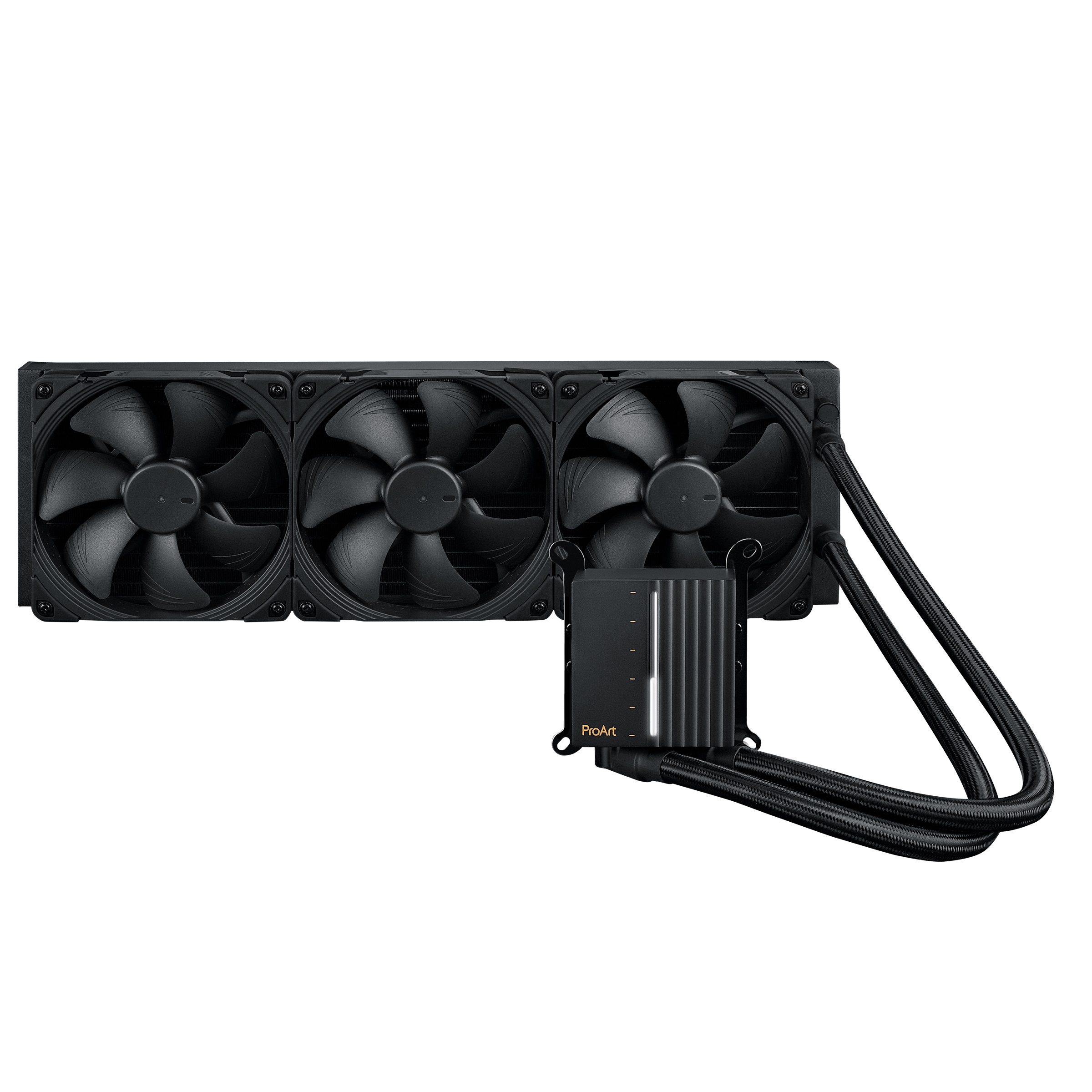 華碩推出 ProArt LC 420 一體式 3 風扇水冷散熱器 全新ProArt-LC-420採用三個Noctua-NF-A14-IndustrialPPC-2000-PWM-140-mm風扇，能更安靜地引導風流，並配備優質的三相馬達幫浦，確保熱能穩定傳遞至散熱器，以成就強大出色的冷卻效能。