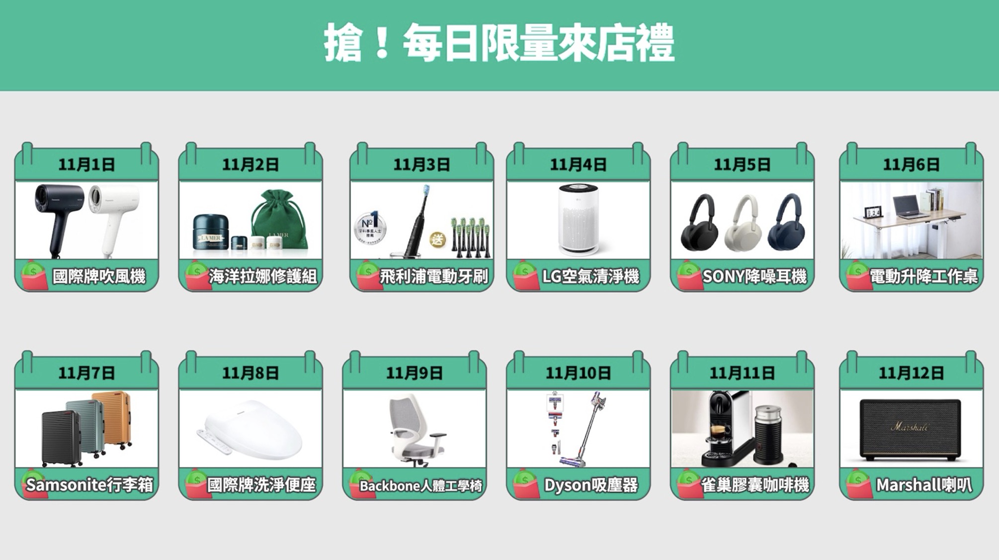 [消費資訊] 雙 11 檔期 LINE 購物加碼回饋最高 33%，優惠總整理 【圖3】LINE購物雙11期間推出「每日限量來店禮」購物領點數紅包-有機會獲得LINE-POINTS-10000點！